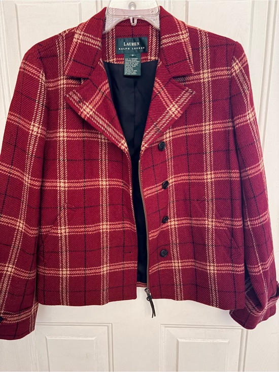 Ralph Lauren Jackets & Blazers - Vintage Lauren Ralph Lauren Red Plaid 100% New Wool Blazer